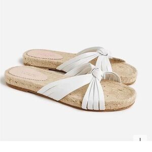 NIB J. Crew Knotted Espadrille Slides, Made in Spain, White Size 9